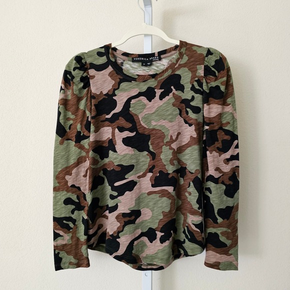 Veronica Beard Tops - VERONICA BEARD Porter Camouflage Print Puff Long Sleeve Pullover Top Sz XS